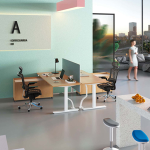 Office L Shaped Desk with Adjustable Height