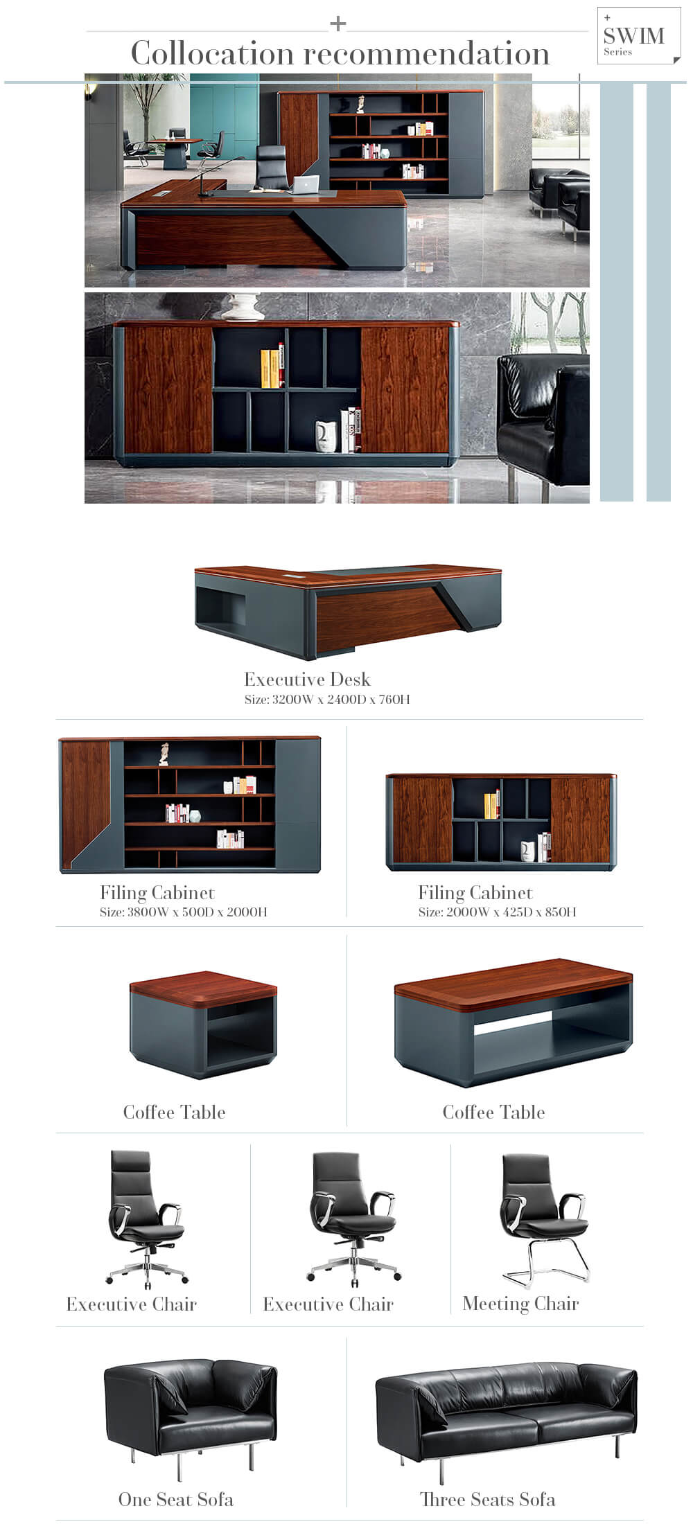 Executive Desk with Leather Inlay